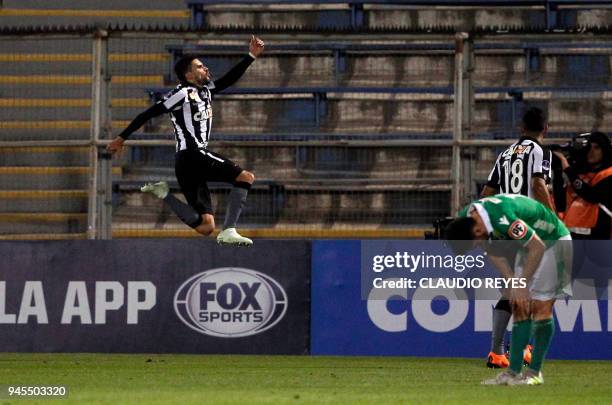 Brazil's Botafogo Rodrigo Pimpao celebrates after scoring against Chile's Audax Italiano during their Copa Sudamericana football match at the San...