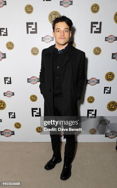 Rami Malek attends the FENDI FF Reloaded Experience on April 12, 2018 in London, England.