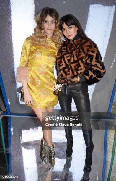 Whinnie Williams and Zara Martin attend the FENDI FF Reloaded Experience on April 12, 2018 in London, England.