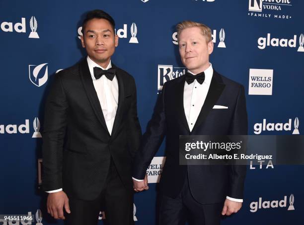 Ken Ithiphol and Anthony Rapp attend the 29th Annual GLAAD Media Awards at The Beverly Hilton Hotel on April 12, 2018 in Beverly Hills, California.