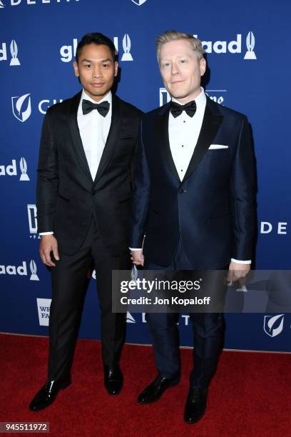 Ken Ithiphol and Anthony Rapp attend the 29th Annual GLAAD Media Awards at The Beverly Hilton Hotel on April 12, 2018 in Beverly Hills, California.