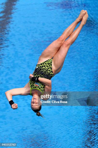 Julia Vincent of South Africa competes in the Women's 1m Springboard Diving Preliminary on day nine of the Gold Coast 2018 Commonwealth Games at...