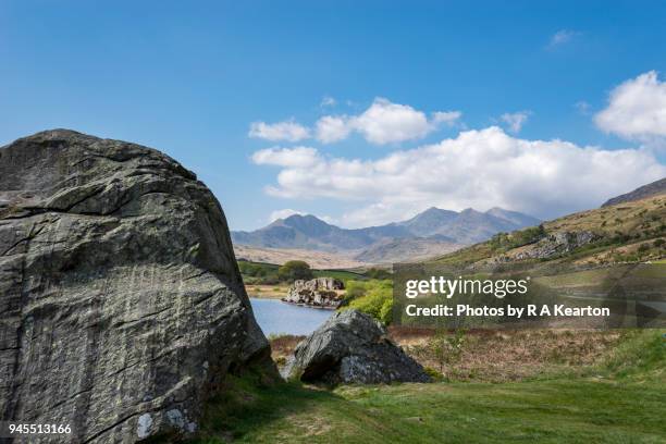 llynnau mymbyr, snowdonia national park, wales, uk - capel curig stock pictures, royalty-free photos & images