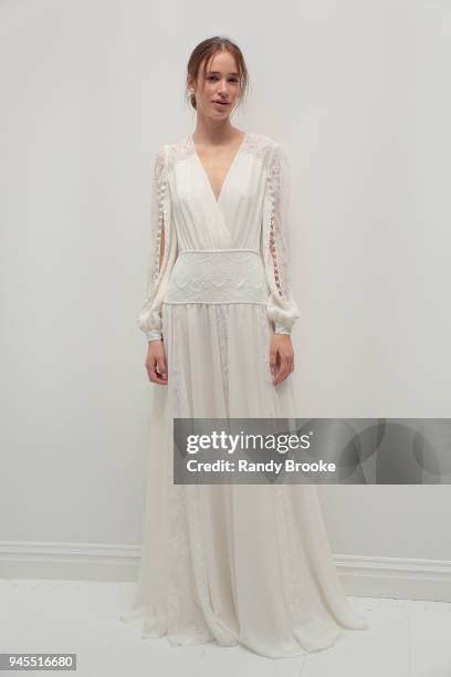 Model poses during the Alon Livne White Exhibition during New York Fashion Week: Bridal April 2018 on April 12, 2018 in New York City.