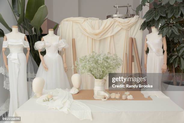 Mannequin and atmosphere still-life in the showroom during the Alon Livne White Exhibition during New York Fashion Week: Bridal April 2018 on April...