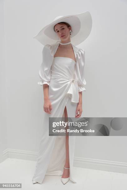 Model poses during the Alon Livne White Exhibition during New York Fashion Week: Bridal April 2018 on April 12, 2018 in New York City.