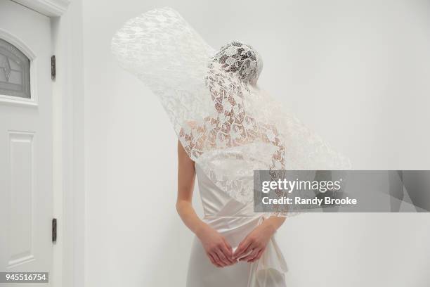 Model poses during the Alon Livne White Exhibition during New York Fashion Week: Bridal April 2018 on April 12, 2018 in New York City.