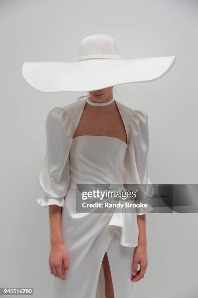 Model poses during the Alon Livne White Exhibition during New York Fashion Week: Bridal April 2018 on April 12, 2018 in New York City.