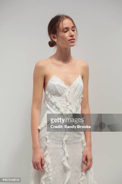 Model poses during the Alon Livne White Exhibition during New York Fashion Week: Bridal April 2018 on April 12, 2018 in New York City.