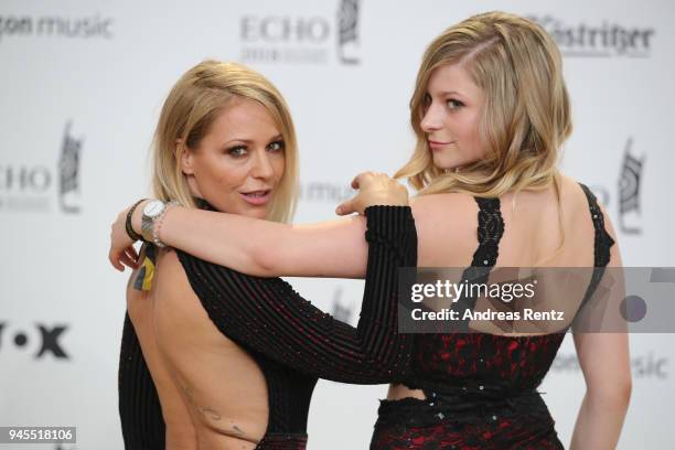 Michelle and her daughter Marie Reim arrive for the Echo Award at Messe Berlin on April 12, 2018 in Berlin, Germany.