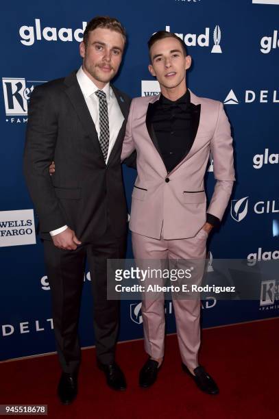 Gus Kenworthy and Adam Rippon attend the 29th Annual GLAAD Media Awards at The Beverly Hilton Hotel on April 12, 2018 in Beverly Hills, California.