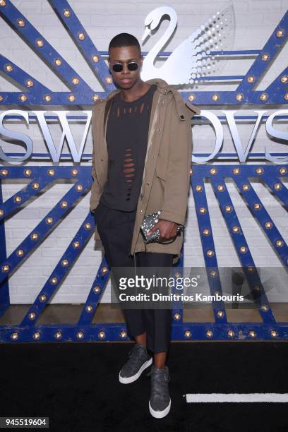 Emory Stewart attends Swarovskis Times Square Celebration at Hudson Mercantile, honoring the brands most recent store opening in New York City, on...
