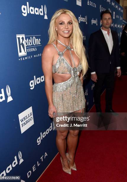 Honoree Britney Spears attends the 29th Annual GLAAD Media Awards at The Beverly Hilton Hotel on April 12, 2018 in Beverly Hills, California.