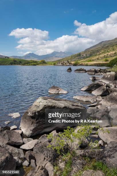 llynnau mymbyr, snowdonia national park, wales, uk. - capel curig stock pictures, royalty-free photos & images