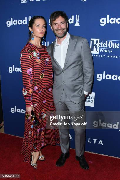 Katie Aselton and Mark Duplass attend the 29th Annual GLAAD Media Awards at The Beverly Hilton Hotel on April 12, 2018 in Beverly Hills, California.