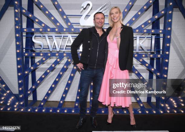 Swarovski Consumer Goods Business CEO Robert Buchbauer and Karlie Kloss attend Swarovskis Times Square Celebration at Hudson Mercantile, honoring the...