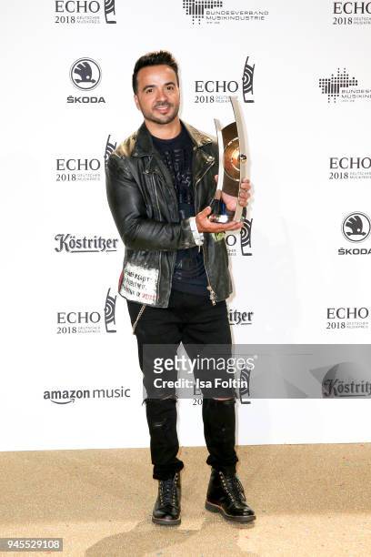 Puerto-Rican singer and award winner Luis Fonsi during the Echo Award after show party at Palais am Funkturm on April 12, 2018 in Berlin, Germany.