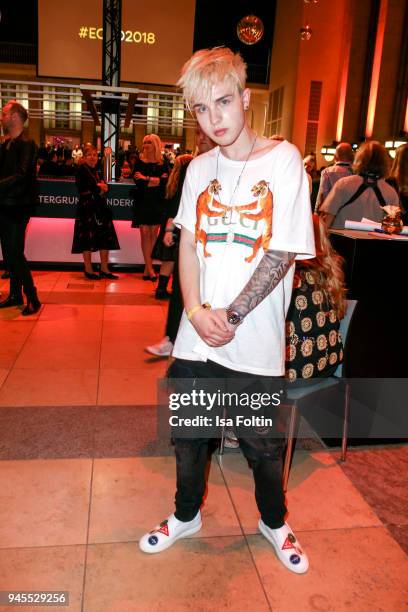 German singer Mike Singer during the Echo Award after show party at Palais am Funkturm on April 12, 2018 in Berlin, Germany.