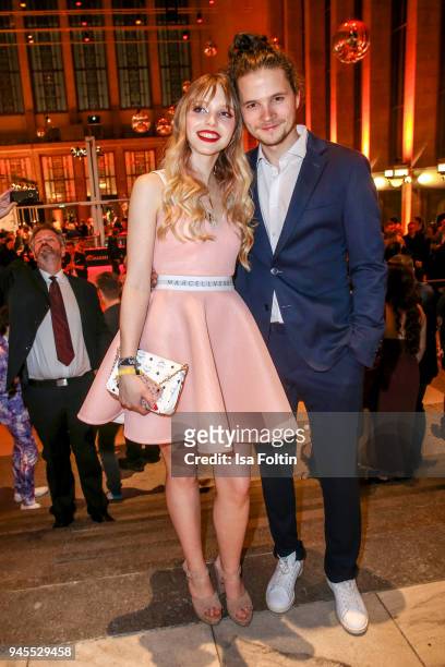 German actress and singer Lina Larissa Strahl and her boyfriend German actor Tilman Poerzgen during the Echo Award after show party at Palais am...