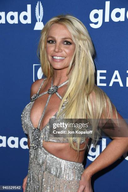 Honoree Britney Spears attends the 29th Annual GLAAD Media Awards at The Beverly Hilton Hotel on April 12, 2018 in Beverly Hills, California.