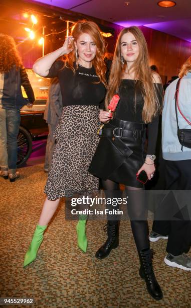 German presenter and model Palina Rojinski and her sister Vivienne Maria Rojinski during the Echo Award after show party at Palais am Funkturm on...