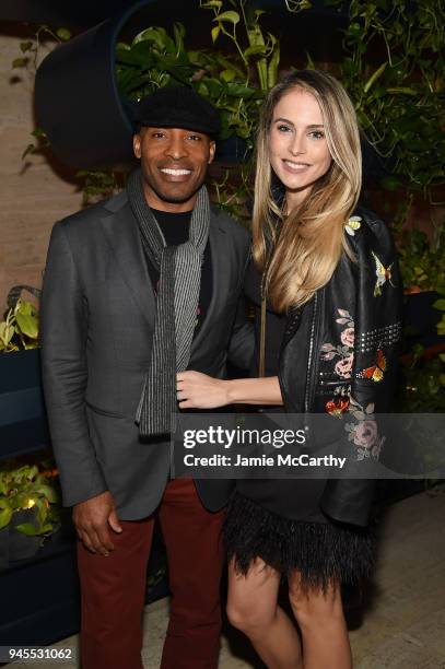 Football player Tiki Barber and wife Traci Lynn Johnson attend The Hollywood Reporter's Most Powerful People In Media 2018 at The Pool on April 12,...