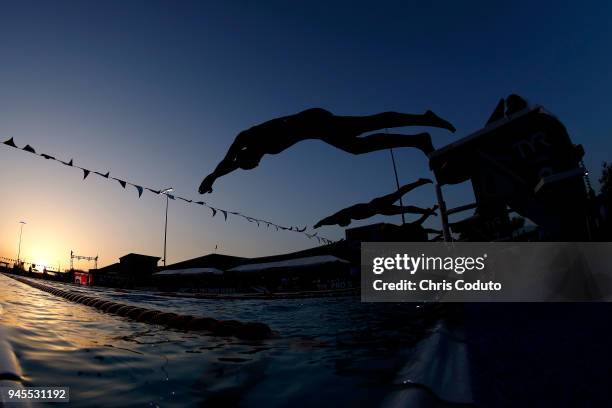 Samiha Mohsen competes in the final of the 100 meter butterfly on day one of the TYR Pro Swim Series at Mesa at Skyline Aquatics Center on April 12,...