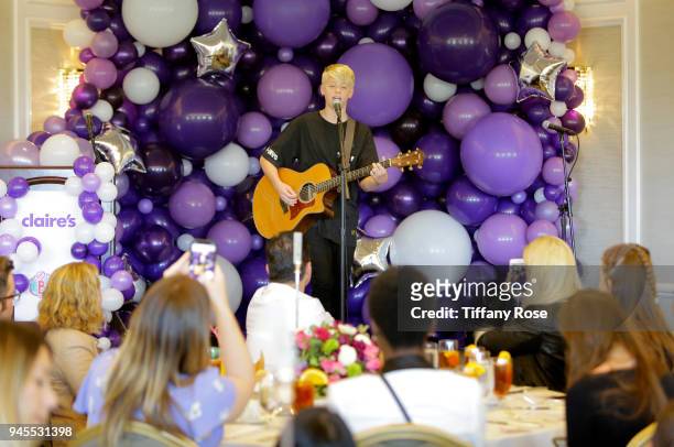 Carson Lueders performs onstage at Claire's Dream Big Awards at the Beverly Hills Hotel on April 12, 2018 in Beverly Hills, California.