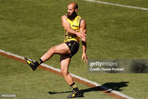 Bachar Houli of the Tigers in action during the Richmond Tigers AFL training session at Punt Road Oval on April 13, 2018 in Melbourne, Australia.