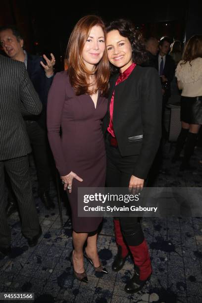 Dana Delany and Carla Gugino attend The Hollywood Reporter's Most Powerful People In Media 2018 at The Pool on April 12, 2018 in New York City.