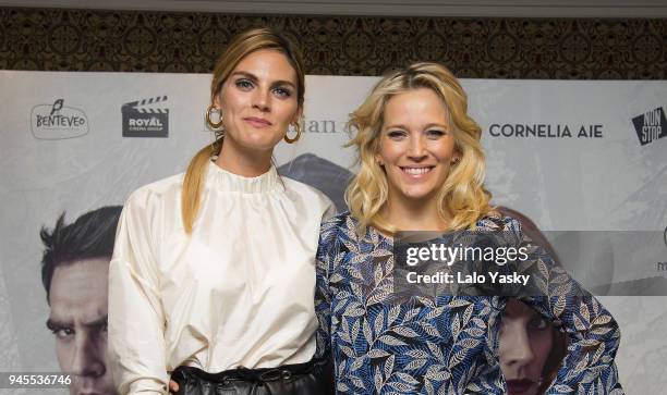 Amaia Salamanca and Luisana Lopilato attend a press conference for 'Perdidas' at the Intecontinental Hotel on April 12, 2018 in Buenos Aires,...