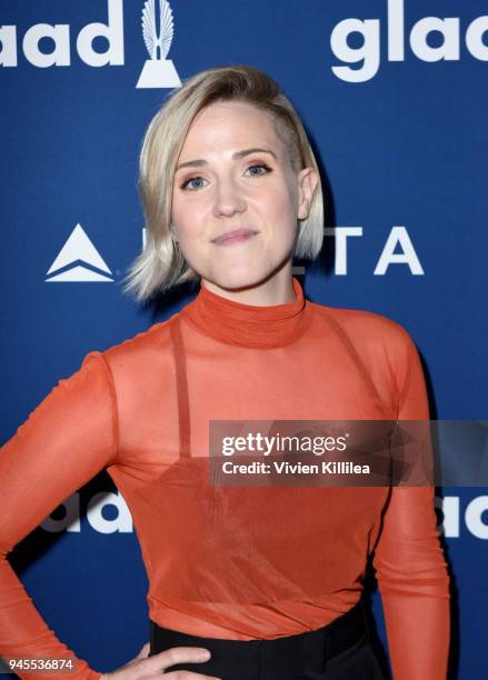 Hannah Hart attends the 29th Annual GLAAD Media Awards at The Beverly Hilton Hotel on April 12, 2018 in Beverly Hills, California.