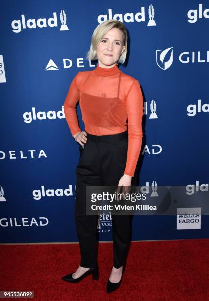 Hannah Hart attends the 29th Annual GLAAD Media Awards at The Beverly Hilton Hotel on April 12, 2018 in Beverly Hills, California.