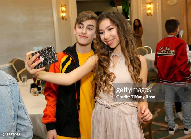 Johnny Orlando and Lulu Lambros attend Claire's Dream Big Awards at the Beverly Hills Hotel on April 12, 2018 in Beverly Hills, California.