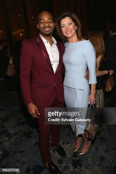 Actor Brandon Victor Dixon and Norah O'Donnell attend The Hollywood Reporter's Most Powerful People In Media 2018 at The Pool on April 12, 2018 in...