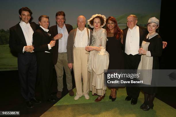 Jacob Fortune-Lloyd, Anthony Calf, Gus Christie, Roger Allam, Nancy Carroll, Danielle de Niese, Paul Jesson and Jade Williams pose backstage...