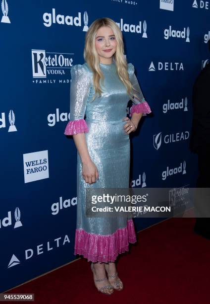 Actress Chloe Grace Moretz attends the 29th Annual GLAAD Media Awards at the Beverly Hilton on April 12, 2018 in Beverly Hills, California. / AFP...