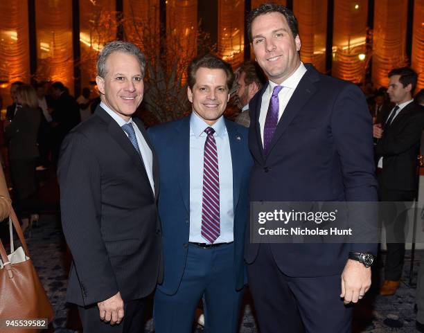 Attorney General of New York Eric Schneiderman, Anthony Scaramucci and Editorial Director of The Hollywood Reporter Matt Belloni attend The Hollywood...