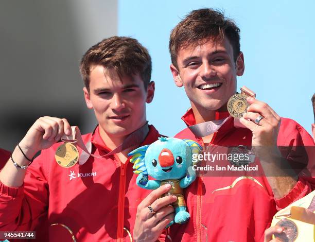 Tom Daley is seen after winning the Men's 10m Syncro Platform with Daniel Goodfellow during Diving on day nine of the Gold Coast 2018 Commonwealth...