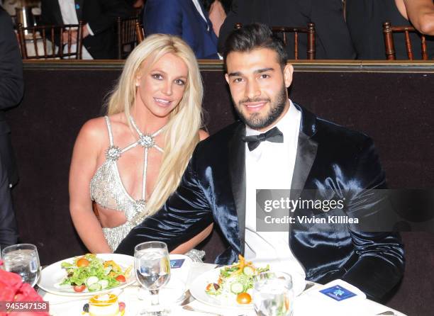 Honoree Britney Spears and Sam Asghari attend the 29th Annual GLAAD Media Awards at The Beverly Hilton Hotel on April 12, 2018 in Beverly Hills,...