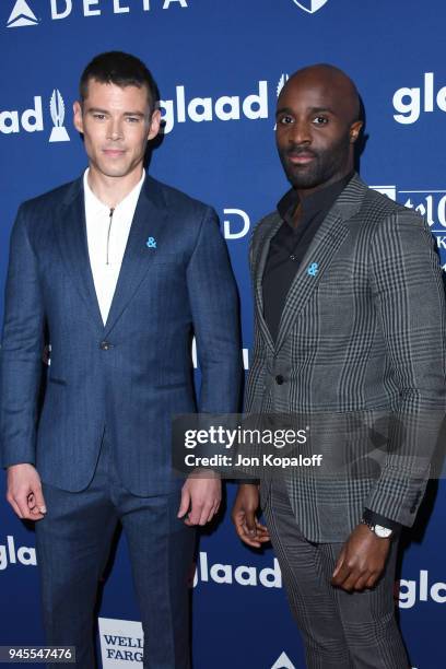 Brian J. Smith and Toby Onwumere attend the 29th Annual GLAAD Media Awards at The Beverly Hilton Hotel on April 12, 2018 in Beverly Hills, California.