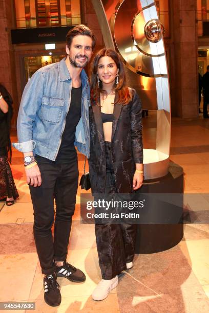 German actor Tom Beck and German actress Chryssanthi Kavazi during the Echo Award after show party at Palais am Funkturm on April 12, 2018 in Berlin,...