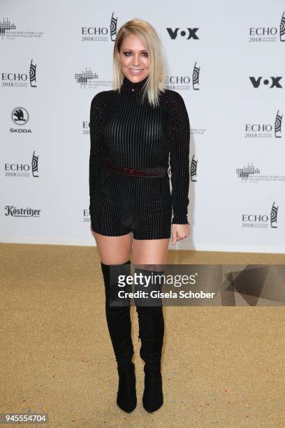 Michelle arrives for the Echo Award at Messe Berlin on April 12, 2018 in Berlin, Germany.