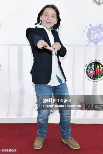 Bryson Robinson attends Los Angeles Unified School District "We Are One!" Benefit Concert at Dorothy Chandler Pavilion on April 12, 2018 in Los...