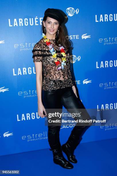 Actress Frederique Bel attends the "Larguees" Premiere at Cinema Gaumont Marignan on April 12, 2018 in Paris, France.