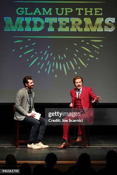 Billy Eichner and Ron Burgundy "Glam Up The Midterms" at Oceanside High School Performing Arts Center, a conversation about the upcoming primary in...