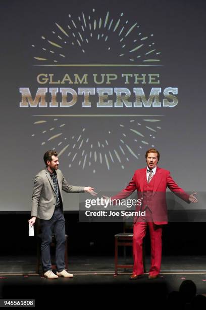 Billy Eichner and Ron Burgundy "Glam Up The Midterms" at Oceanside High School Performing Arts Center, a conversation about the upcoming primary in...