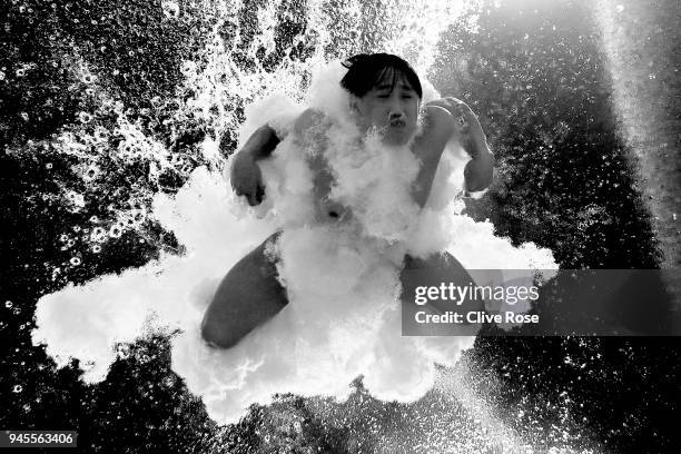 Tze Liang Ooi of Malaysia competes in the Men's 3m Springboard Diving Final on day eight of the Gold Coast 2018 Commonwealth Games at Optus Aquatic...