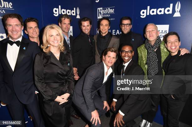 Brian Hutchison, Matt Bomer, President of GLAAD Sarah Kate Ellis, Tuc Watkins, Andrew Rannells, Stephen F. Kolzak Award recipient Jim Parsons,...