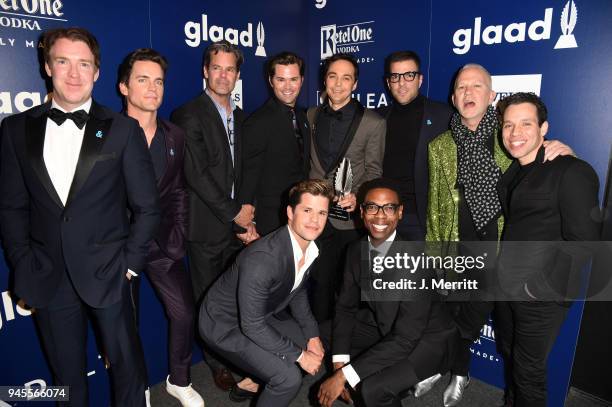 Brian Hutchison, Matt Bomer, Tuc Watkins, Andrew Rannells, Stephen F. Kolzak Award recipient Jim Parsons, Charlie Carver, Michael B. Washington,...